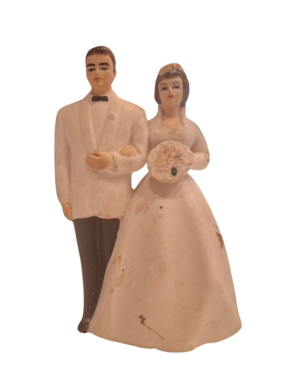 Vintage Wilton Chicago Bride Groom Wedding Cake Topper 1950s MCM White Tux